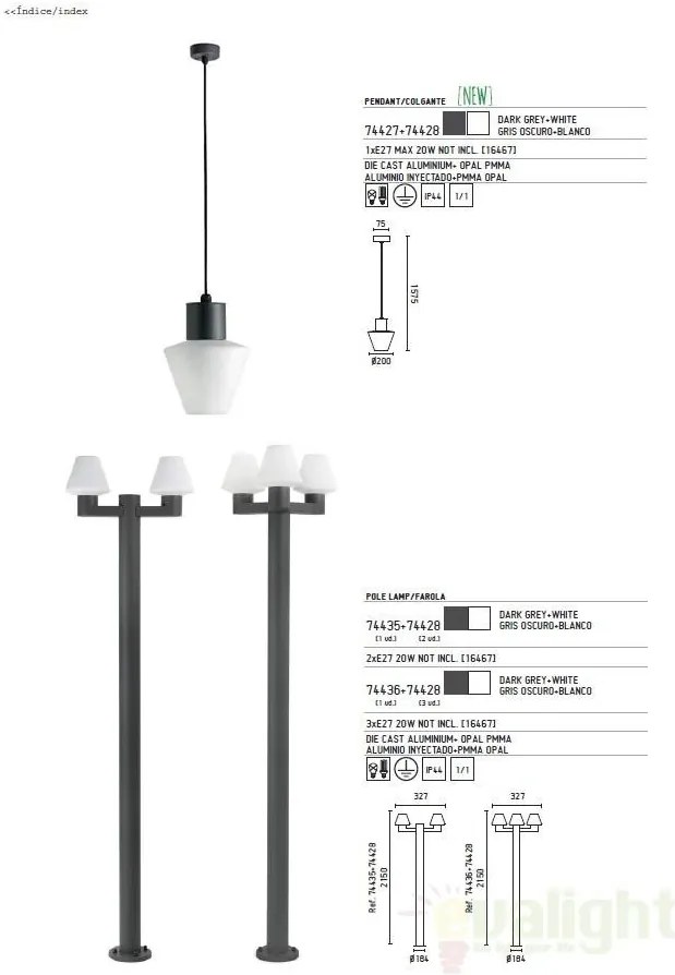 Stalp exterior 74436+trei globuri 74428 Mistu