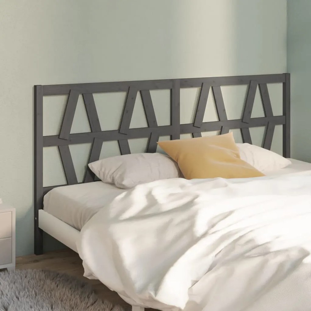 vidaXL Tăblie de pat, gri, 206x4x100 cm, lemn masiv de pin