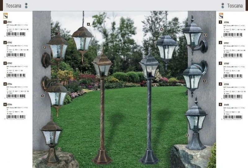 Stalp exterior H-106cm, IP43, auriu antic Toscana 8395 RX