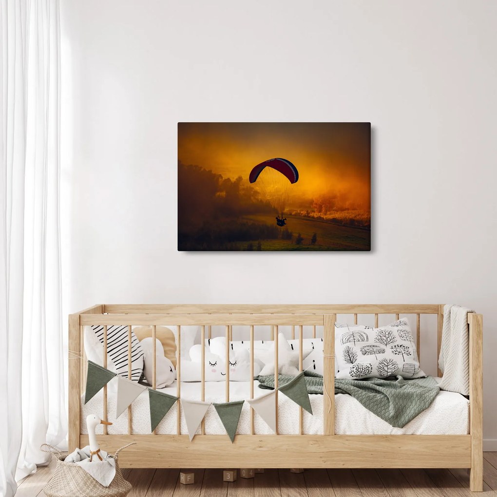 Tablou cu parașutistul în apus de soare (90x60 cm)