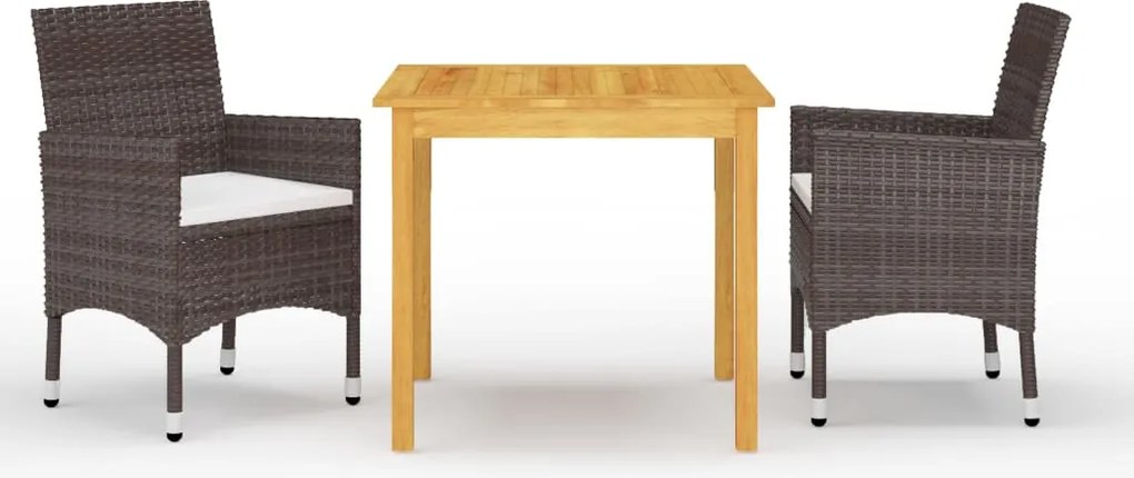 vidaXL Set mobilier de grădină, 3 piese, maro
