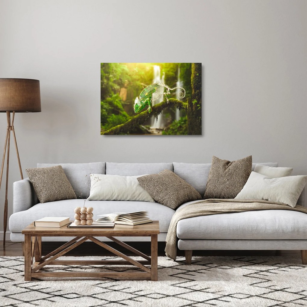 Tablou pe sticlă - cameleon (70x50 cm)