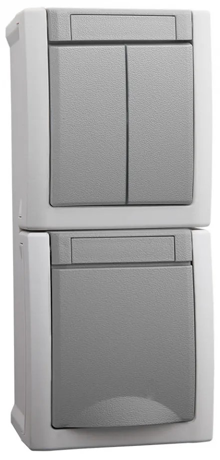 Comutator + Priza IP54 Pacific Panasonic, PT, gri