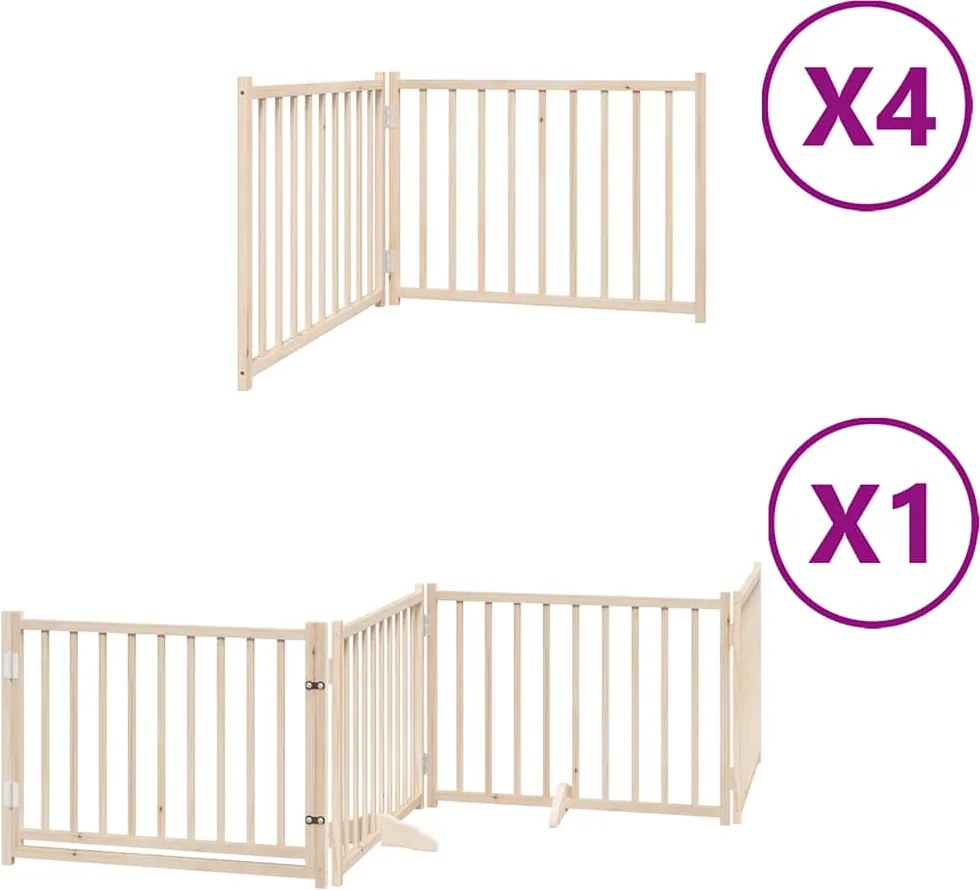 vidaXL Poartă de câini pliabilă cu ușă, 12 panouri, 960 cm, lemn plop