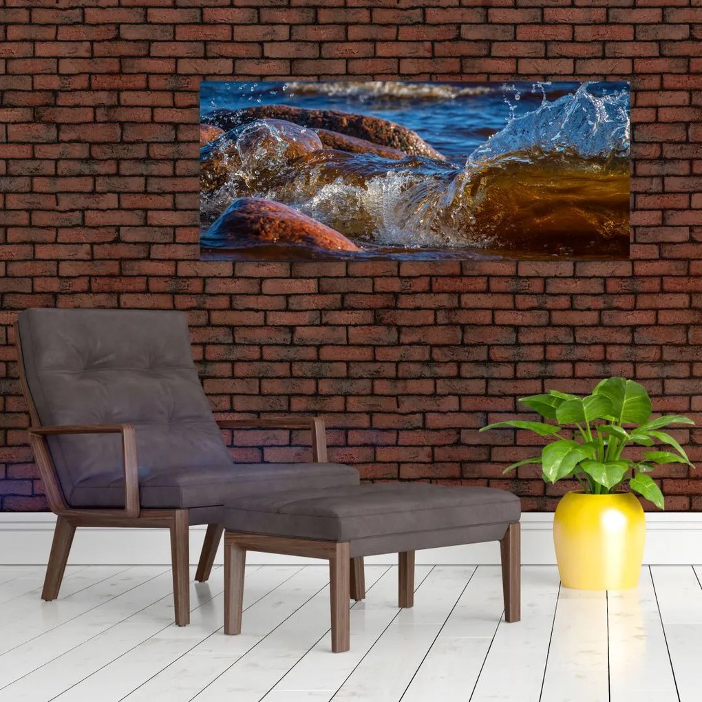 Tablou detailat - apa între pietre (120x50 cm)