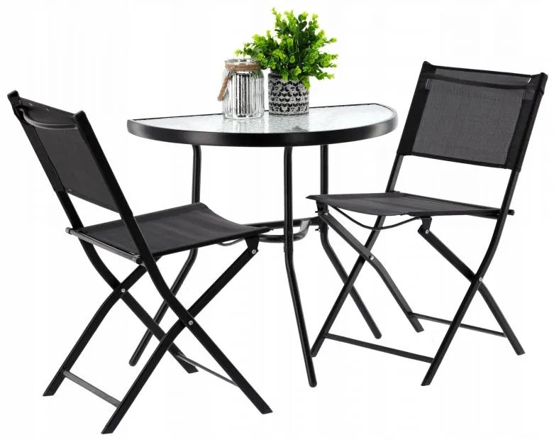 Set mobilier de balcon, negru