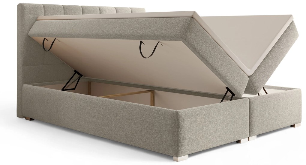 Pat continental Mareli 160x200 cu spațiu de depozitare - bouclé bej Quelle 05