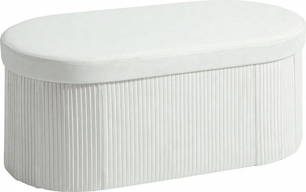 HOMCOM Taburet cu Spațiu de Depozitare Pliabil, Bancă Modernă Tapițată cu Material Catifea, Suport pentru Picioare cu Compartiment de 72L pentru Living și Dormitor, 76x38x35 cm, Crem | Aosom Romania