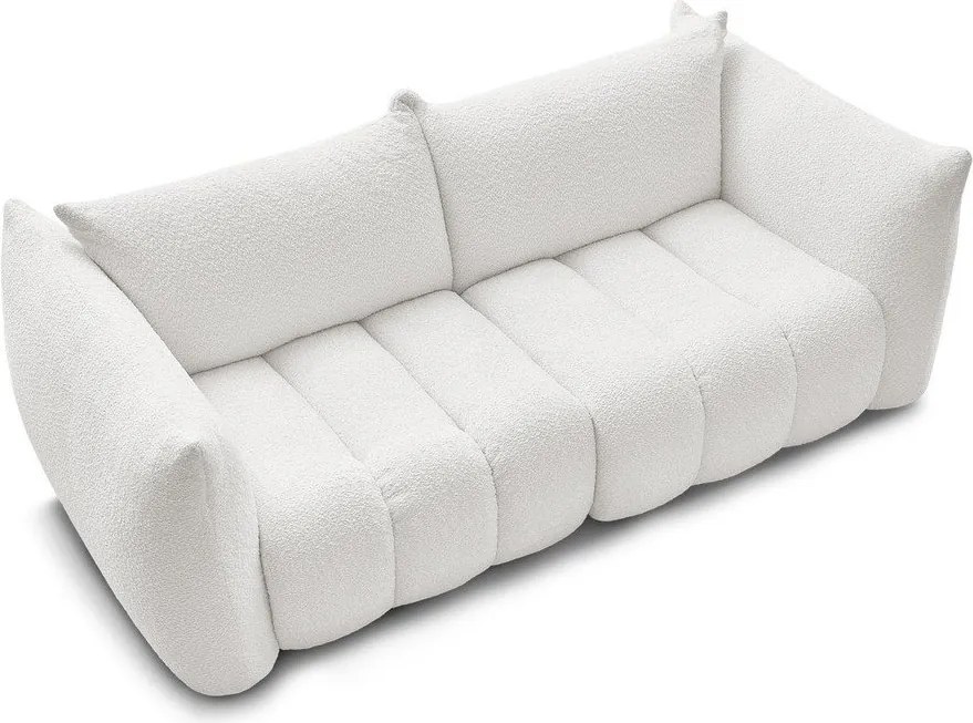 Canapea albă cu tapițerie din țesătură bouclé 234 cm Azra – Bobochic Paris