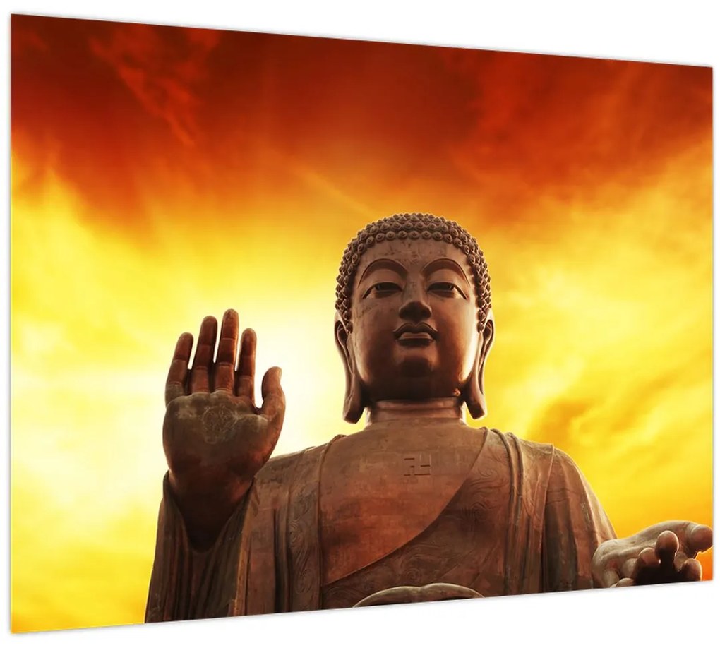Tablou - Buddha cu fundal roșu și galben (70x50 cm)