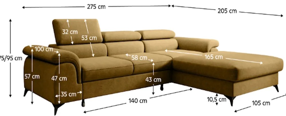 Coltar extensibil, GLOBAL443 - dreapta mustar