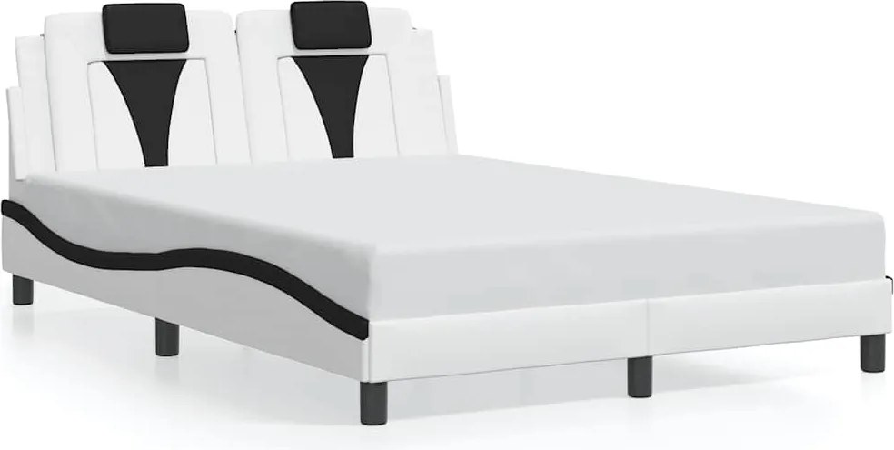 vidaXL Cadru de pat, Viana, fără saltea, alb și negru,140x190cm, piele ecologică