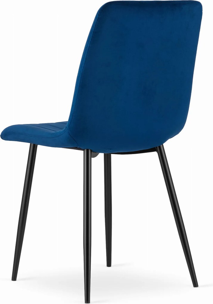 OFERTA Scaun de catifea albastra LAVA cu picioare negre calitatea II