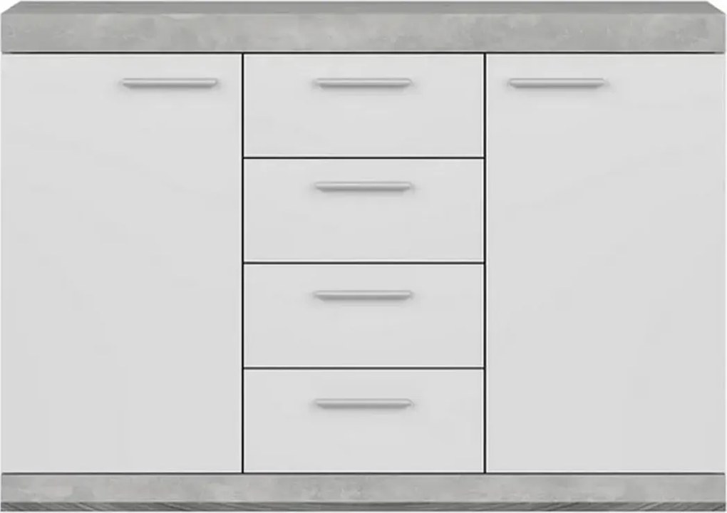 Comoda CATLIN, alb/gri, PAL, 118.5x35x83 cm