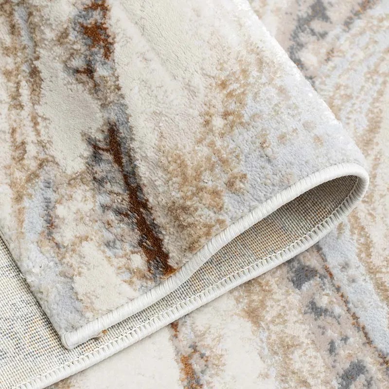 60x100 cm Covor premium Copper, 70% Polyester și 30% Polipropilenă, Design Modern, Crem/Auriu, Densitate 2500 gr/m2, EFHE7831003