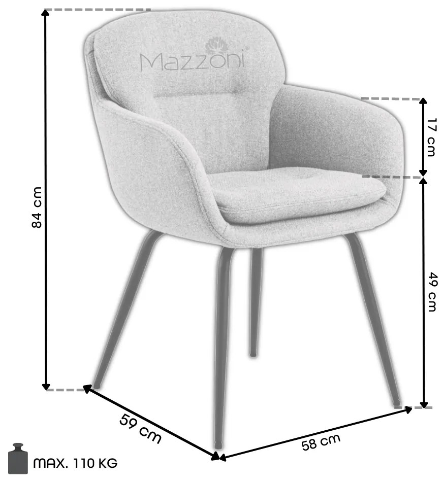 MAZZONI EXPORT GEORGIA Antracit (material Monza 130) - SCAUN MODERN TAPIȚAT BOUCLÉ PENTRU SALON/SUFRAGERIE/BIROU LOFT