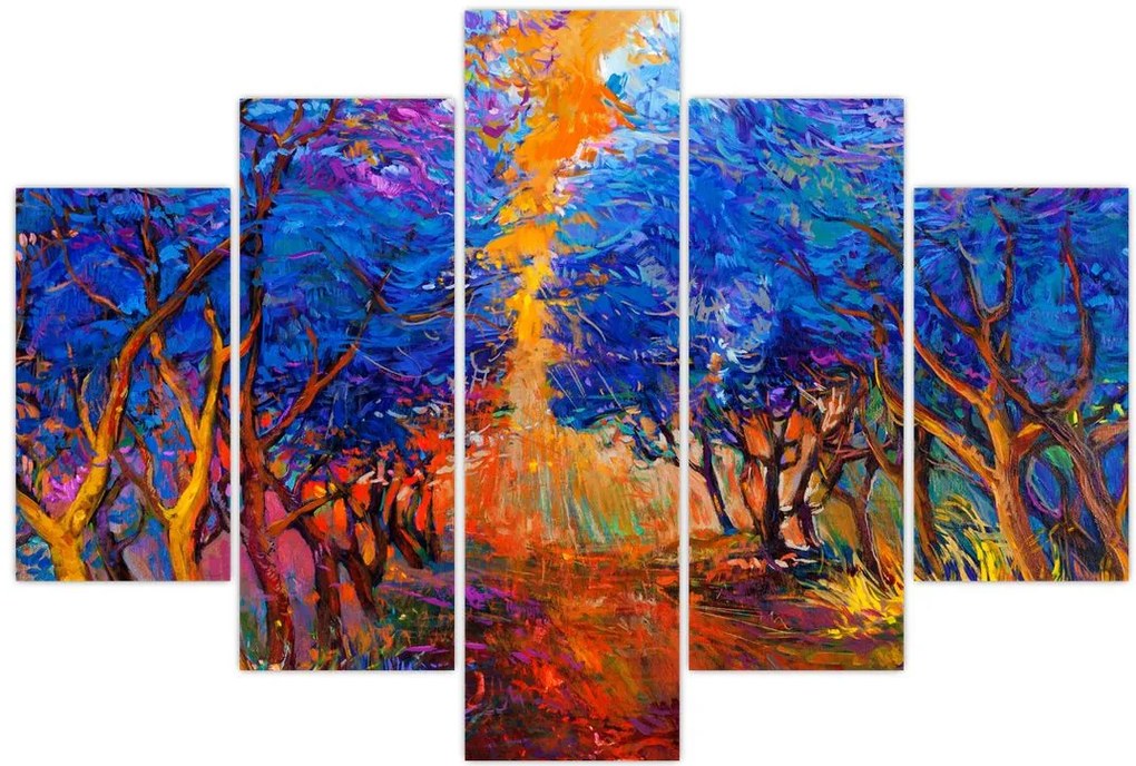 Tablou - Coroane de copac de toamnă, impresionism modern (150x105 cm)