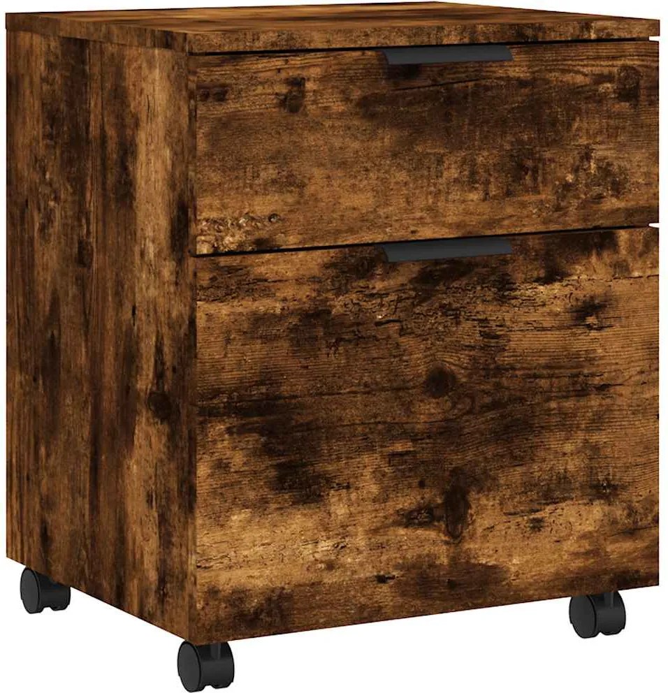 vidaXL Fișet mobil cu roți, stejar fumuriu, 45x38x54 cm lemn prelucrat
