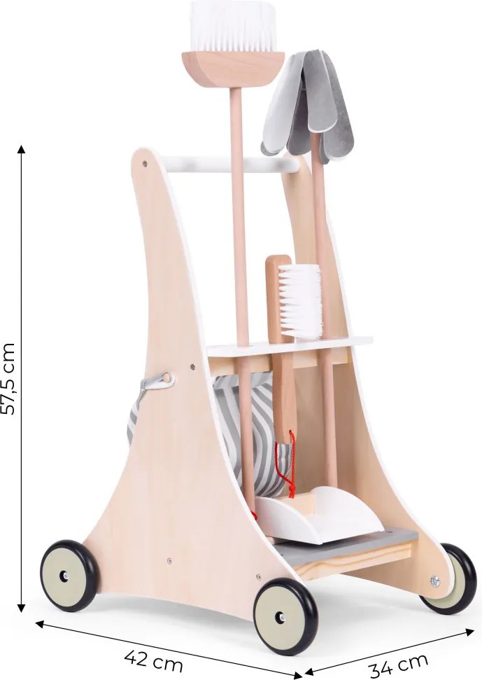 Trusă de curățare din lemn pentru copii bej