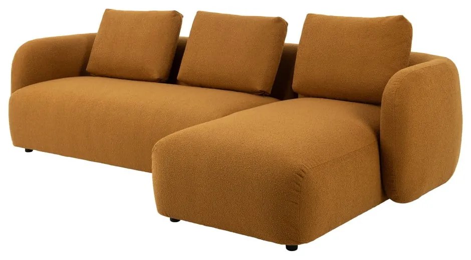 Colțar galben muștar cu tapițerie din stofă bouclé (colț dreapta) Imola – Bonami Selection