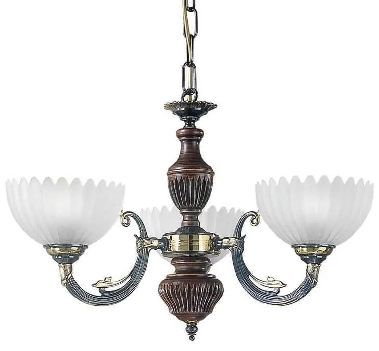 Candelabru 3 brate design italian din alama cu lemn 3610