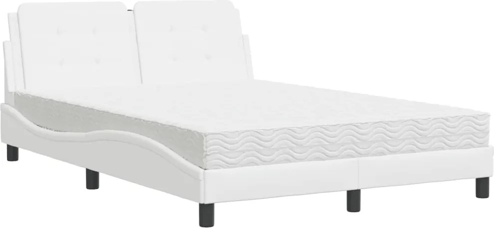 vidaXL Cadru de pat fără saltea, Zadar, alb, 120x200 cm, piele ecologică