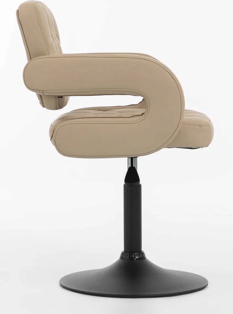 HR8403N Scaun Crem Piele Ecologica Premium Soft cu Bază Neagră