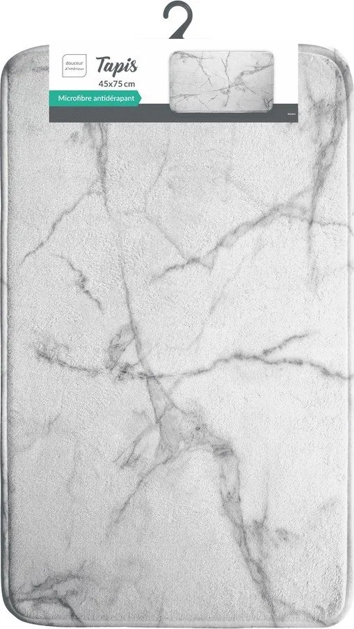 Covoraș de baie alb/gri din material textil 45x75 cm Marbre – douceur d'intérieur