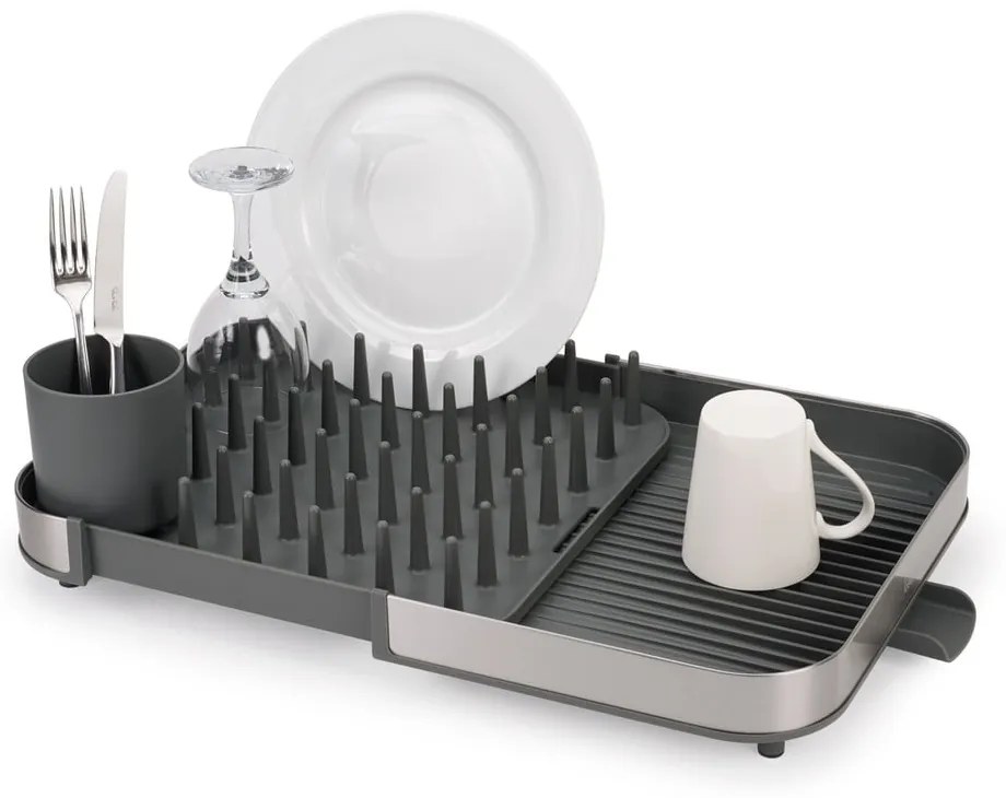 Scurgător de vase gri ajustabil din oțel inoxidabil 35x39 cm Duo – Joseph Joseph
