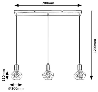 Lustră pe cablu Rabalux 72242 FRAN 3xE27/40W/230V