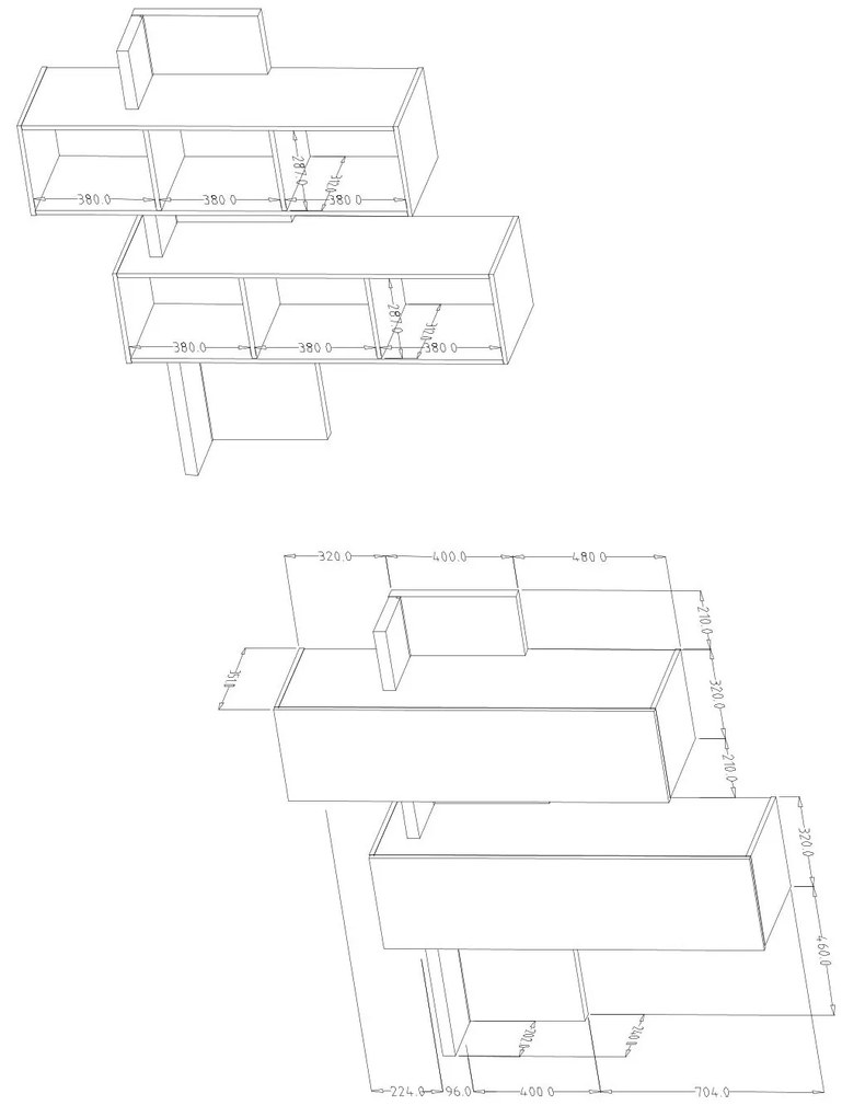 Dulap de perete Bilsby Typ 04 (molid + gri). 1030340