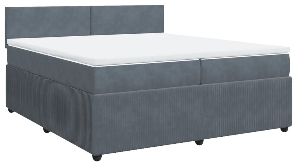 3287825 vidaXL Pat box spring cu saltea, gri închis, 200x200 cm, catifea