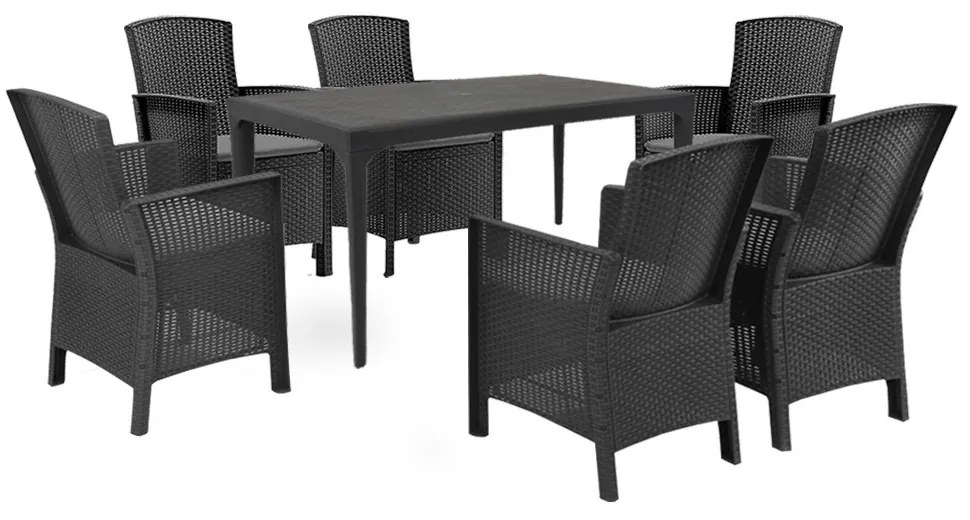 Set mobilier de grădină Hellma 6+1, grafit