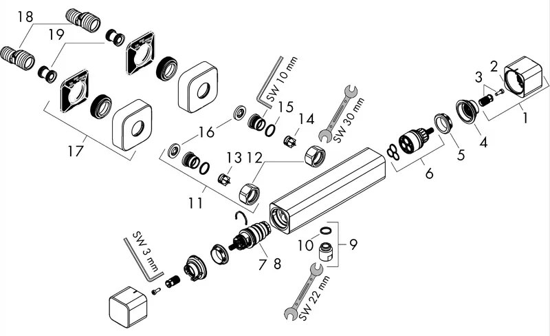 Baterie de dus termostatata, Hansgrohe, Ecostat E, Crom