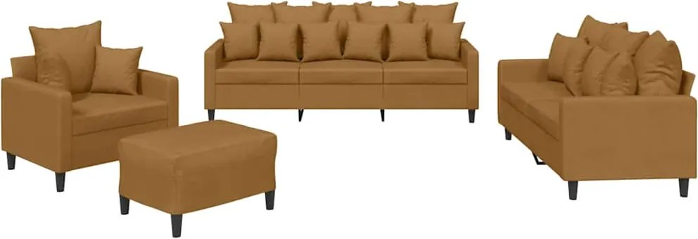 vidaXL Set de canapele cu perne, 4 piese, maro, catifea
