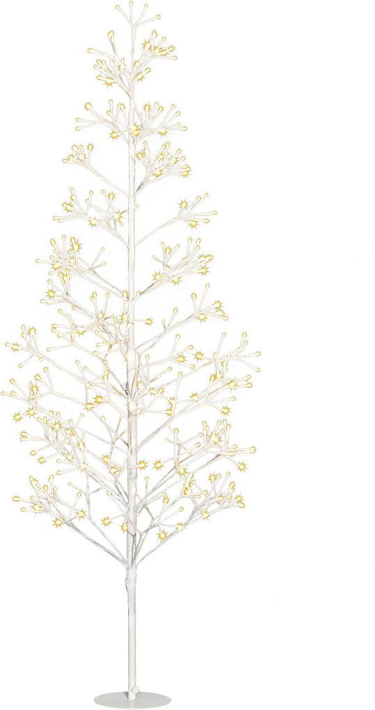 HOMCOM Brad Artificial de Crăciun cu 384 Lumini LED Albe și Crengi Pliabile din PP și Oțel, Ø20x180 cm, Alb | Aosom Romania