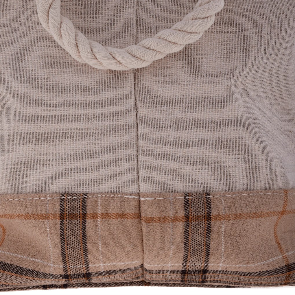 TEMPO-KONDELA MOLIS, coşuri din stofă cu mânere, set 2 buc., bej/maro