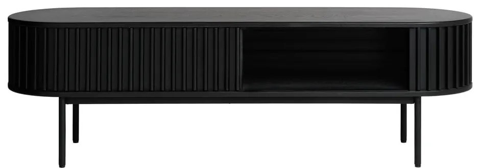 Comodă TV neagră cu aspect de lemn de stejar 48x160 cm Siena – Unique Furniture