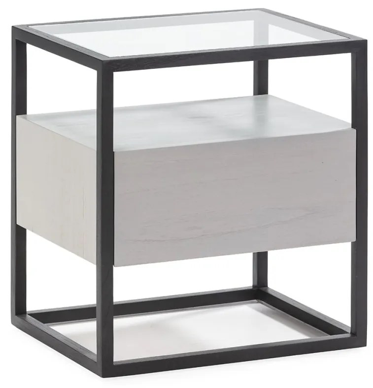 Noptiera design modern negru/ patina gri