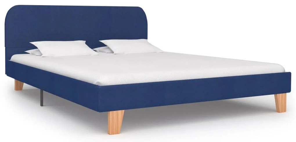 vidaXL Cadru de pat, albastru, 140 x 200 cm, material textil