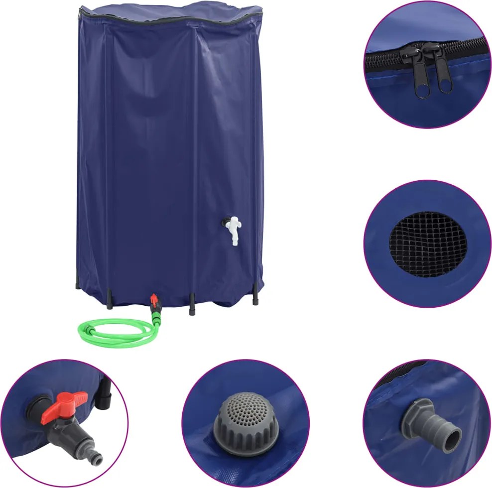 vidaXL Rezervor de apă cu robinet, pliabil, 1000 L, PVC