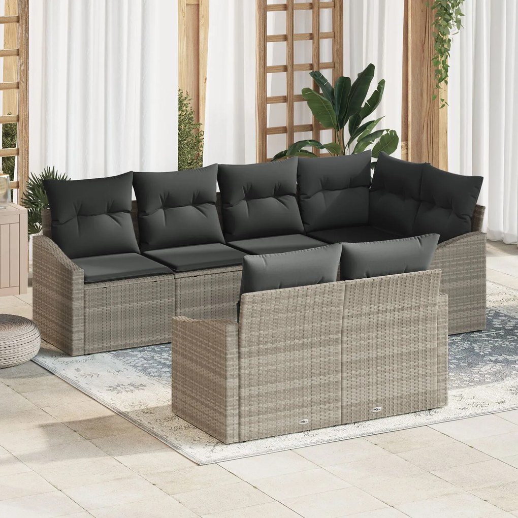 vidaXL Set de canapele pentru grădină 7 pcs Gri deschis Rattan poli