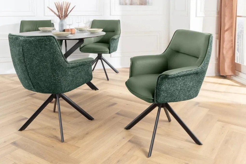 Set 2 scaune Pivotante, Piele Naturala LE GRAND verde