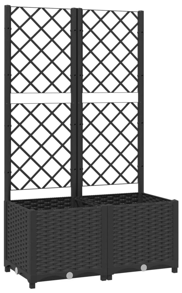 Jardiniera de gradina cu spalier negru, 80x40x136 cm, PP