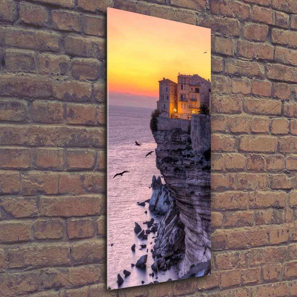 Tablou Printat Pe Sticlă Case pe stâncă
