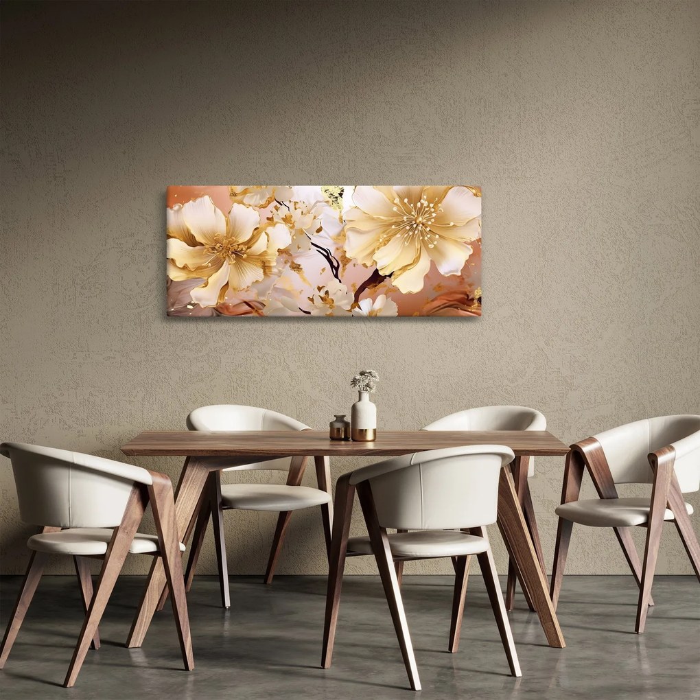Tablou - Flori de aur (120x50 cm)