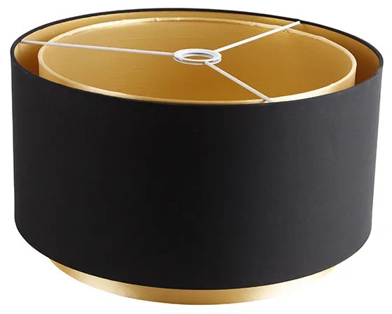 Abajur din material textil negru 40/47/26 cu interior auriu