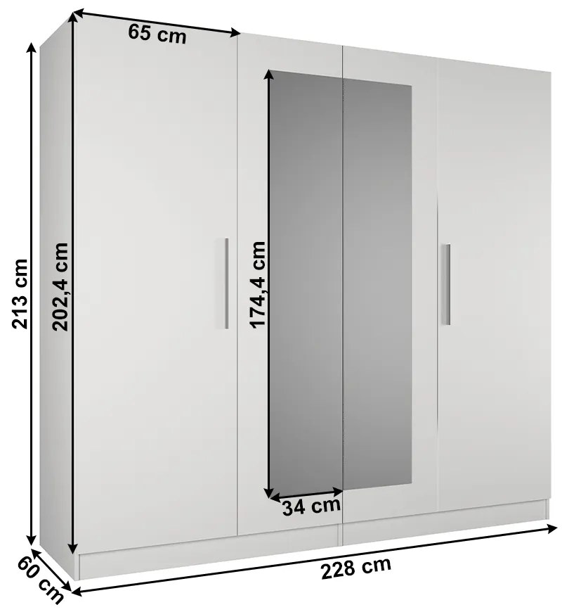 Dulap cu patru uşi, alb, MATISA