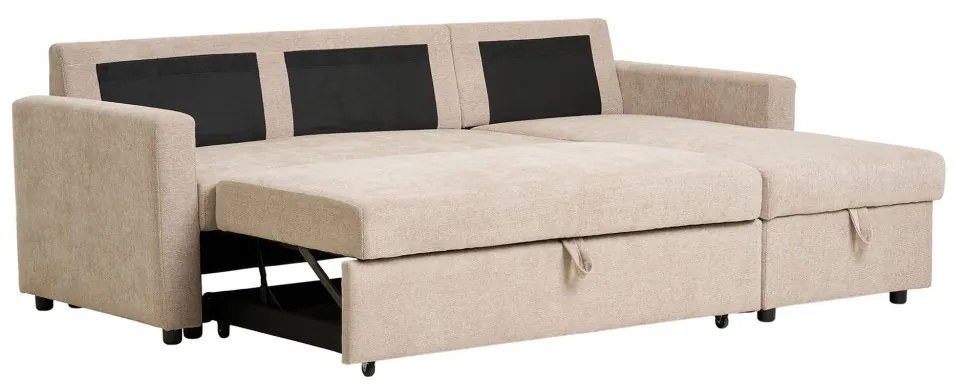 Canapea extensibilă Belfast, nisip închis, cu picioare naturale, HN1085