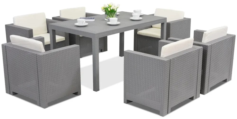 Mobilier de terasă din tehnoratan Colorado Premium 6 Bica gri